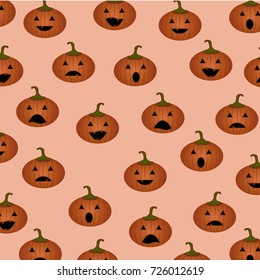 Halloween pattern with pumpkins.Cute pumpkin face emoji. For Halloween poster and invitation cards background design.For textile,texture,,wallpaper,t-shirt design.Vector illustration.