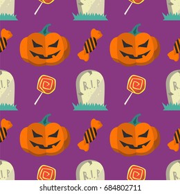 Halloween pattern. Halloween purple background.