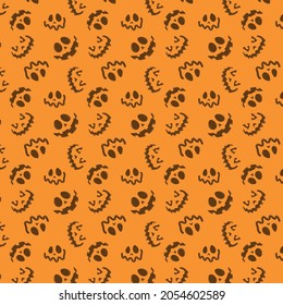 Halloween Pattern Scary Faces Pumpkins