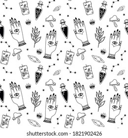 Halloween pattern seamless elements, witch symbols