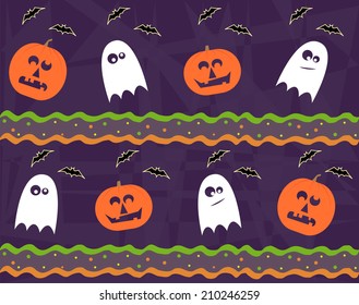 Halloween Pattern - Seamless Halloween pattern of jack o lantern and ghost. Eps10
