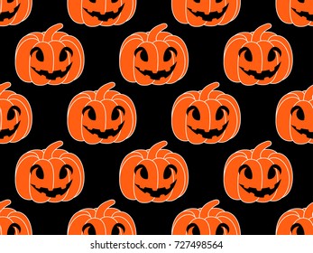 Halloween pattern seamless with pumpkins. Festive endless background. Jack o lantern. Vector illustration