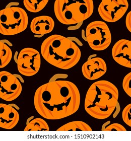 Halloween Pattern, Seamless Pattern with Pumpkins, Orange on Black , Seamless Pattern Halloween, Halloween Background Repeat, Surface Pattern Halloween