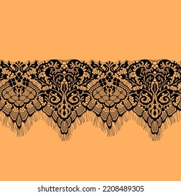 Halloween pattern. Seamless ribbon. Lace border.