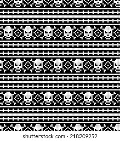 Halloween pattern. Seamless pattern with skulls. EPS. Black and white