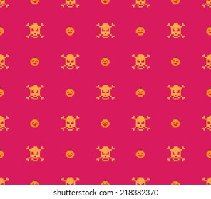 Halloween pattern. Seamless pattern with skulls and pumpkin. EPS.