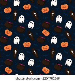 Halloween pattern in seamless style. Vector illustration.