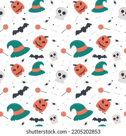 Halloween pattern in seamless style. Vector illustration.