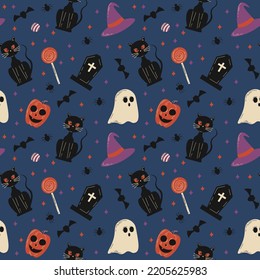 Halloween pattern in seamless style. Vector illustration.