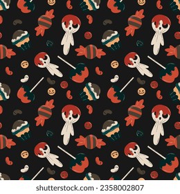 Halloween pattern in seamless style. Vector illustration.