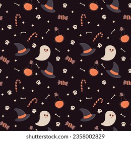 Halloween pattern in seamless style. Vector illustration.