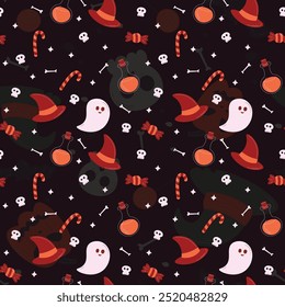 Halloween pattern in seamless style. Vector illustration.