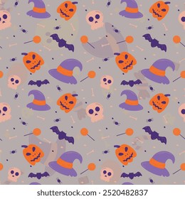 Halloween pattern in seamless style. Vector illustration.