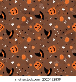 Padrão de Halloween em estilo perfeito. Ilustração vetorial.
