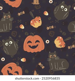 Halloween pattern in seamless style. Vector illustration.