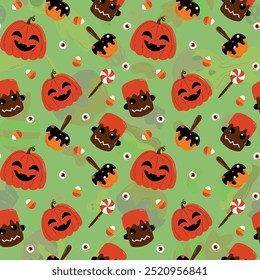 Padrão de Halloween em estilo perfeito. Ilustração vetorial.