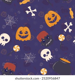 Halloween pattern in seamless style. Vector illustration.