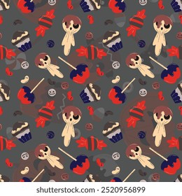 Halloween pattern in seamless style. Vector illustration.