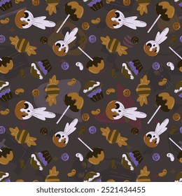 Halloween pattern in seamless style. Vector illustration.