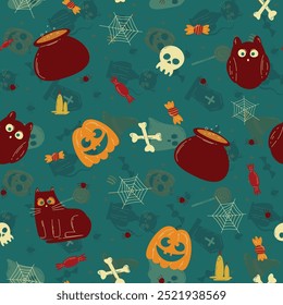 Halloween pattern in seamless style. Vector illustration.