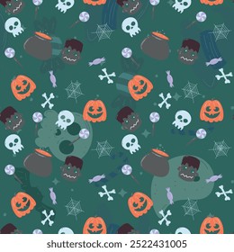 Halloween pattern in seamless style. Vector illustration.
