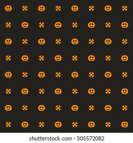 Halloween pattern. Seamless vector background with bones and pumpkins