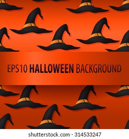 Halloween pattern. Seamless pattern with witch hat. Halloween background. EPS10 vector.