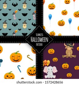 Halloween pattern set. Cartoon style. Vector illustration