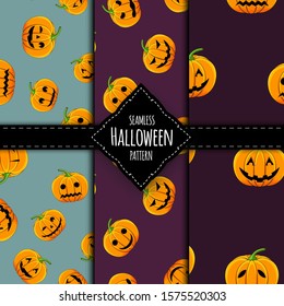 Halloween pattern set. Cartoon style. Vector illustration