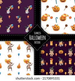 Halloween pattern set. Cartoon style. Vector illustration