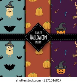 Halloween pattern set. Cartoon style. Vector illustration
