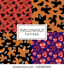 Halloween pattern set collections with colorful creatures