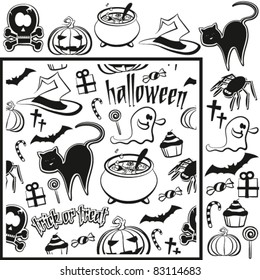 halloween pattern + single halloween elements; the pattern and the single elements are on separate layers