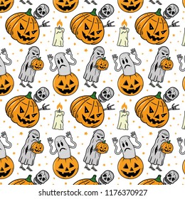 HALLOWEEN PATTERN SKELETON GHOST PUMPKIN CANDLE WHITE BACKGROUND