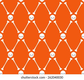 Halloween pattern. Skull and bone background. Vector illustration