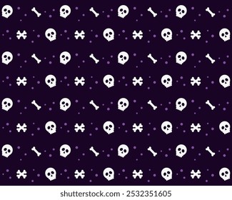 Halloween pattern with skull and bones. Colored vector illustration.