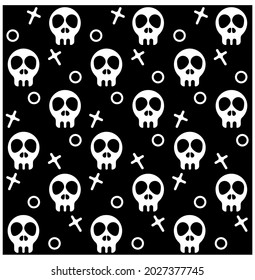 halloween pattern with skull cross, spooky