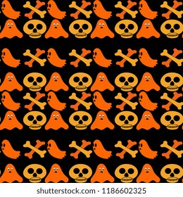 halloween pattern with skull head childish style