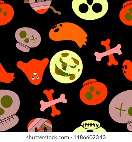 halloween pattern with skull head childish style