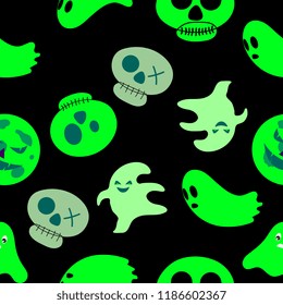 halloween pattern with skull head childish style