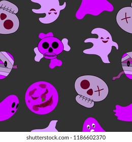 halloween pattern with skull head childish style