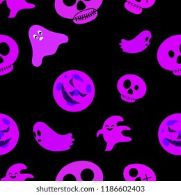 halloween pattern with skull head childish style