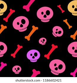 halloween pattern with skull head childish style
