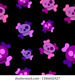 halloween pattern with skull head childish style
