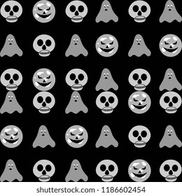 halloween pattern with skull head childish style
