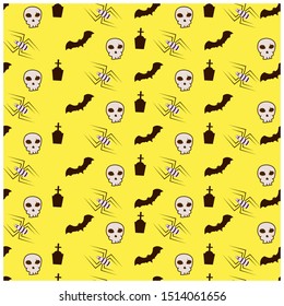Halloween Pattern Skull Spider And BAT