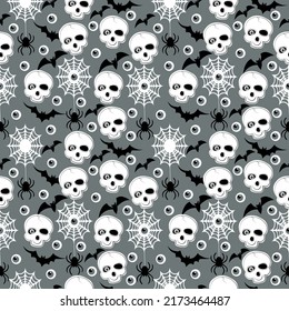 halloween pattern with skulls and spider webs