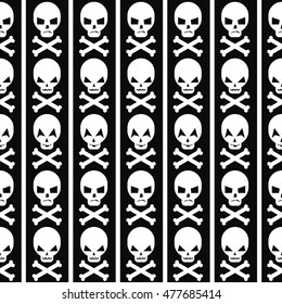 Halloween pattern with skulls and stripes. Seamless halloween background. Happy Halloween concept illustration.