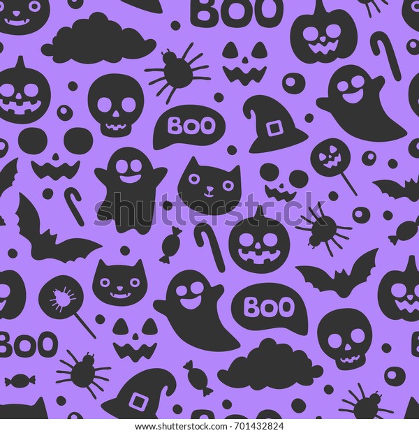 Halloween Pattern Smiling Funny Cartoon Characters Stock Vector