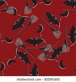 halloween pattern spider moon bat broom magic magic the background